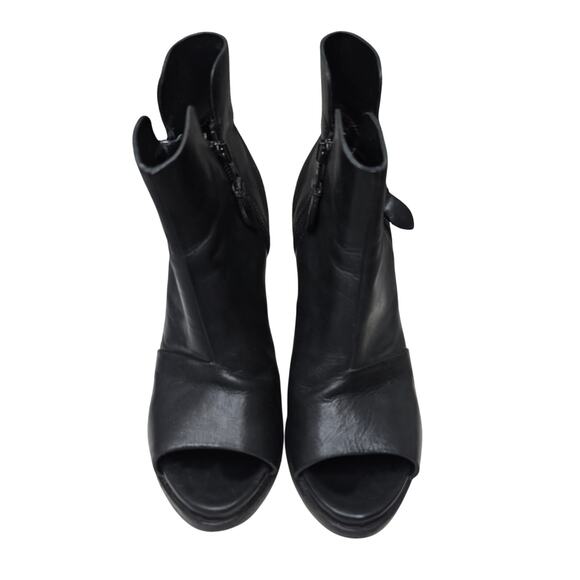 Rag & Bone Noelle Boots Womens 8 Black Leather Peep Toe Booties Luxury Capsule - Picture 3 of 10